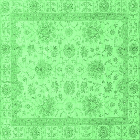 Ahgly Company Indoor Square Oriental Emerald Green Modern Area Rugs, 3' Square