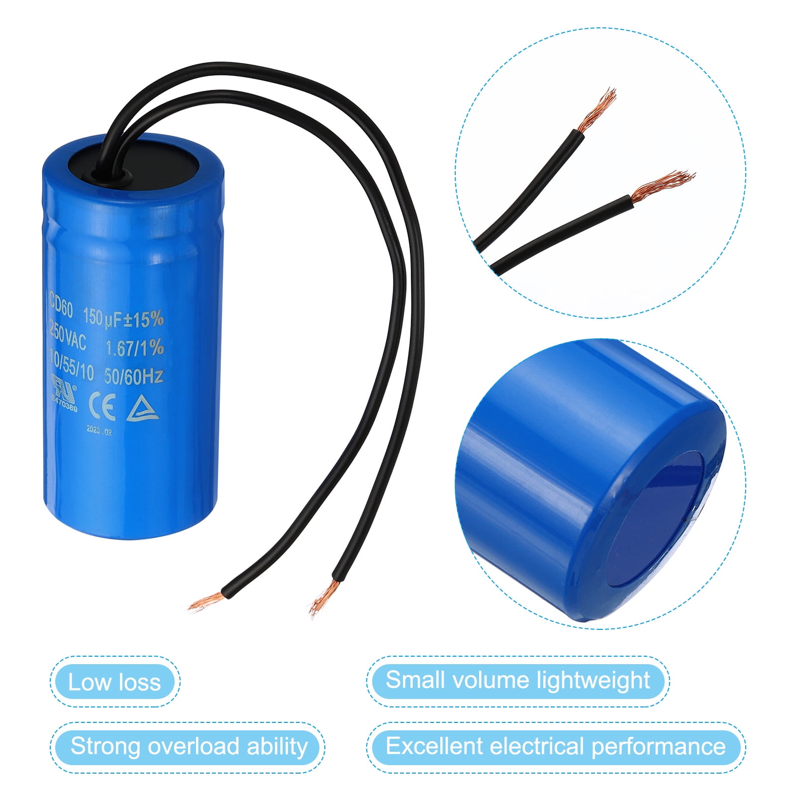 PATIKIL CBB60 12uF Run Capacitor - AC 450V, 2 Wires, 50/60Hz For Motors & Pumps