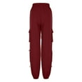 thumbnail image 4 of Women's Athletic Pants Waterproof Lightweight Elastic Waist Hiking Pants Solid Color Outdoor Joggers Trousers with Pockets Wine XXL, 4 of 5
