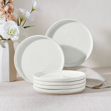 Vesteel Dinner Plates Set of 6, 7.9inch Ceramic Stoneware Sets for Home Restaurant, Farmhouse Dinnerware for Serving Steak, Pizza, Dishwasher & Microwave Safe