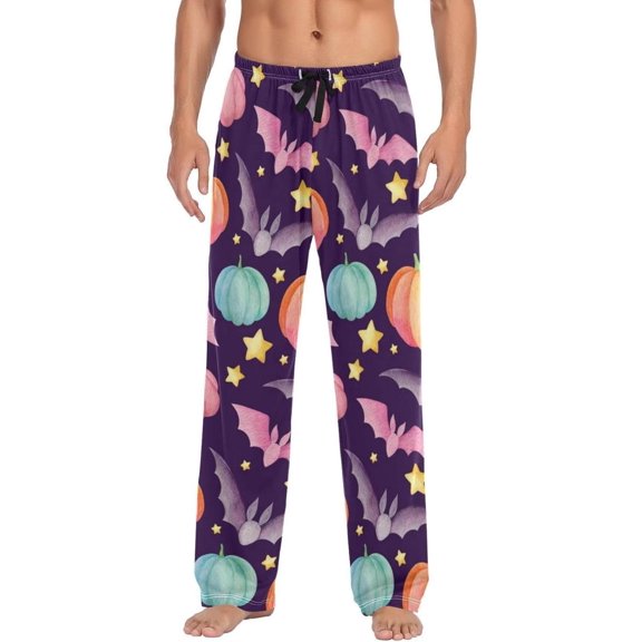 GZHJMY Halloween Pumpkin Bats Pajama Pants For Men, Men's Separate Bottoms, Small, Lounge Pants with Pockets, Christmas New Year Birthday Gifts, Small, Christmas New Year Birthday Gifts, Small