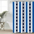 thumbnail image 4 of Shower Curtain Bathroom Set Sea Turtle Navy Blue Stripes Waterproof Fabric Shower Curtains with Grommets&Hooks Coastal Nautical Theme Privacy Bath Curtain for Bathtub 72x72in, 4 of 7