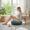 thumbnail image 2 of Grand Pouf Rond de 22 Pouces, Coussin de Sol Capitonné Extra Épais avec Bordure Décorative, Coussin Rayé en Peluche Courte de Qualité Supérieure pour Yoga, Coin Lecture et Balcon, Coton PP à Haute Résilience (Violet, 1 Pce), 2 of 7