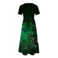 thumbnail image 5 of Penkiiy Women's Summer Marble Print Casual Short Sleeve Crewneck Basic Swing T Shirt Dress Flowy Beach Vacation Sundress S Green, 5 of 7