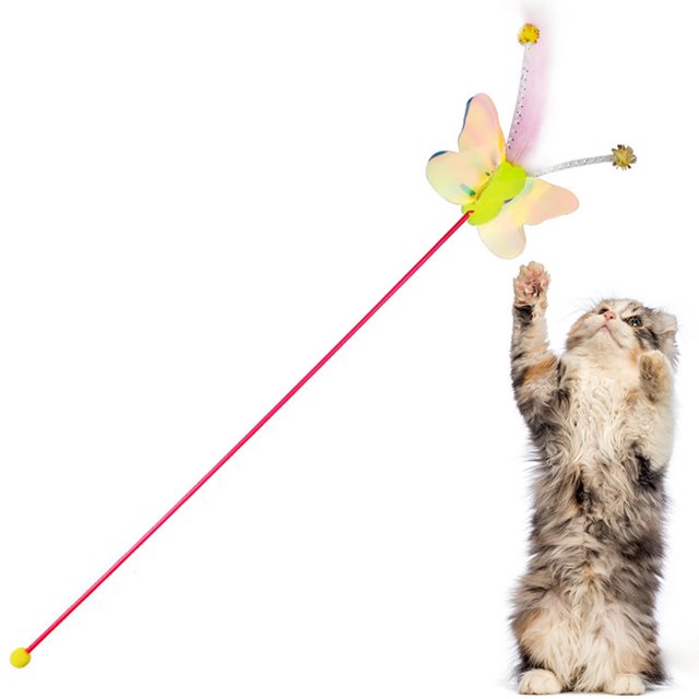 Plastic Cat Wand Funny Dragonfly Carrot Butterfly Cat Teaser Kitten Teaser Toy