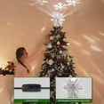 thumbnail image 4 of Christmas Tree Topper Light With Rotating Led Projector ,3d Hollow Snowflake Christmas Tree Topper, 4 of 5