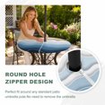 thumbnail image 4 of Round Outdoor Tablecloth with Umbrella Hole and Zipper, Navy Blue Ombre Stripe Tablecloth with Elastic Waterproof, Abstract Summer Beach Coastal Patio Table Covers for 45" - 54" Picnic Pool Tables, 4 of 9