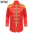 thumbnail image 2 of Chaquetas hippie navideñas de satén para hombre, disfraces de circo, Cosplay, banda de marcha Medieval Hippy, sargento SGT de los años 60, ropa de abrigo larga, 2 of 5