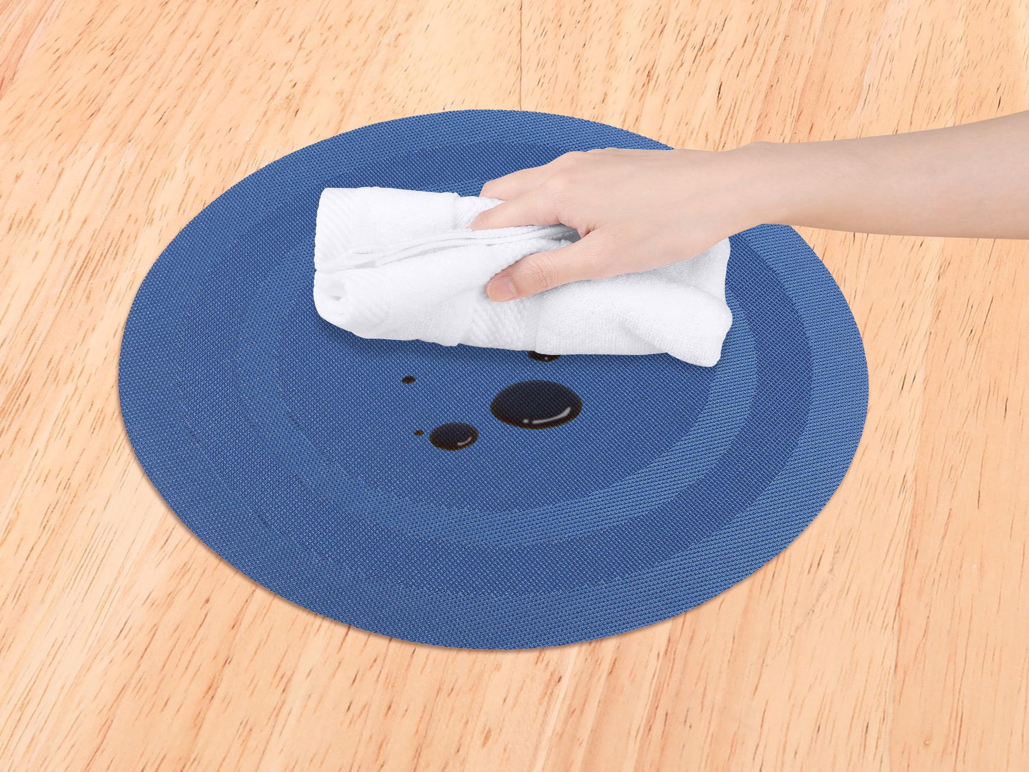 Unique Bargains Set of 6 Round Placemats for Kitchen Dining Table Decor Blue
