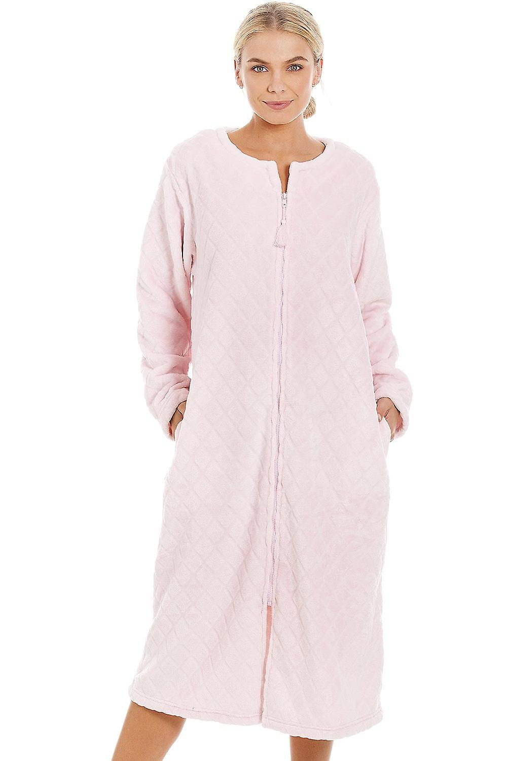 Slenderella Damen Bettjacke – Luxuriöses Fleece, Knöpfbare Langarm-Jacke