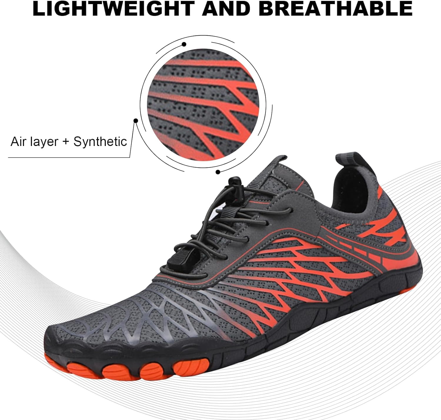 Barefoot Shoes for Women, Quick Dry Non-Slip Aqua Swim Shoes, Breathable Slip-on Beach Wide Toe Water Shoes, Lightweight Hike Footwear Barefoot Womens for Walking, Fishing, Surfing, Yoga