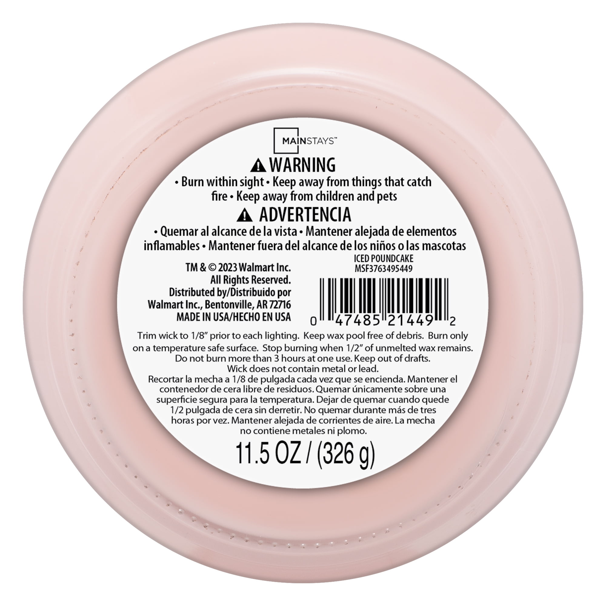 Mainstays Iced Poundcake Scented 3 Wick Candle, 11.5 oz.