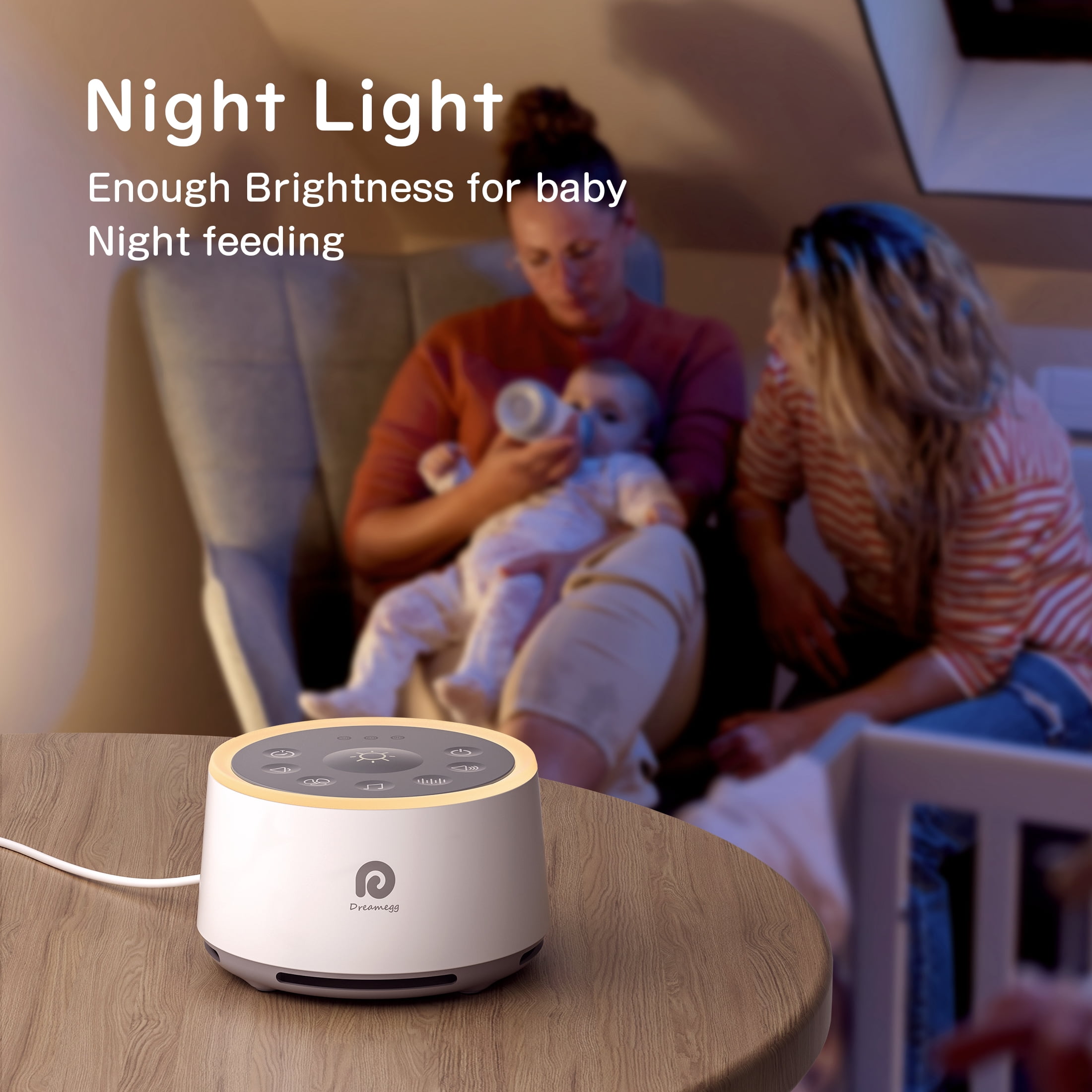Dreamegg White Noise Sound Machine for Baby Adult Sleep with Night Light for Kids Bedroom