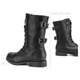 thumbnail image 5 of BURUDANI Women's Ankle Bootie Winter Lace up Mid Calf Military Combat Boots TERRAN BLACK Size 7.5, 5 of 6