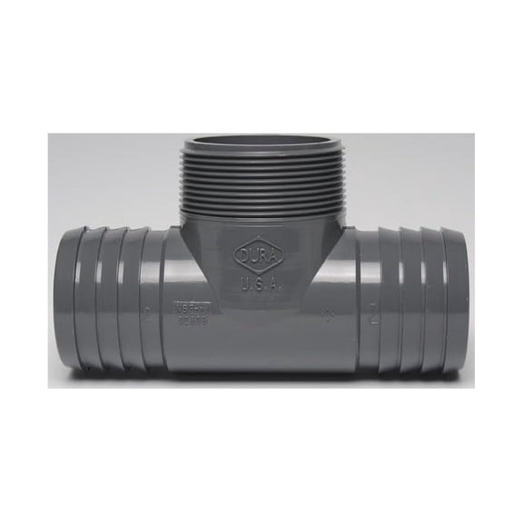 Dura Plastics | PVC Insert Combination Tee | Schedule 40 Black | 2" (INSERT X INSERT X MIPT) | High-Flow Capacity | Plumbing, Irrigation, Pool, Spa, DIY Projects