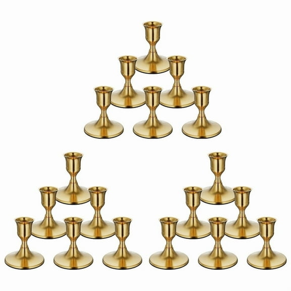 18PCS Brass Gold Taper Candle Holders, Vintage Metal Candlestick Holders for Dinner Room Table Centerpiece or Mantel