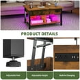thumbnail image 4 of Uforic 3-in-1 Lift-Top Coffee Table with Storage, LED Lights & Power Hub for Living Room/Home Office, Brown, 4 of 9