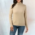thumbnail image 2 of Gyexs Sweaters for Women Long Sleeve Crew Neck Travel Hiking Tee Wool Base Layer Sweater Pullover Tops Fall Winter Outfits, Khaki, Size XXL, 2 of 4