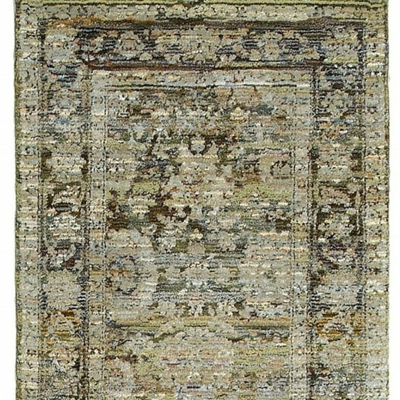 2'x8' Green and Brown Floral Runner Rug