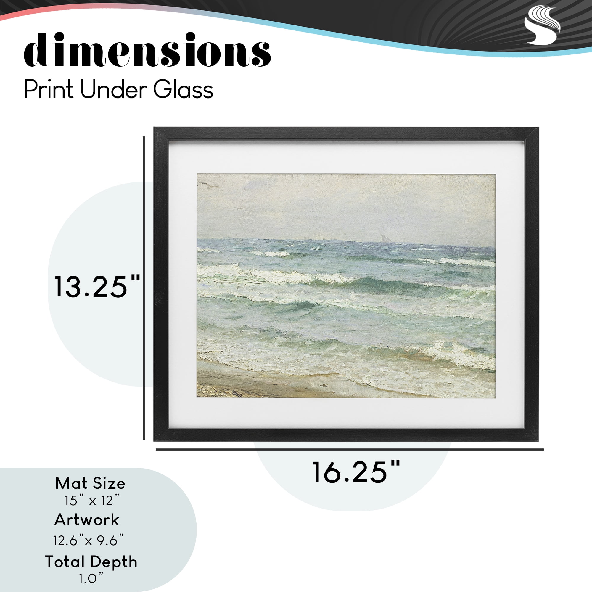 Stupell Industries Vintage Waves on The Shore Black Framed Print Under Glass, design by Leah Straatsma