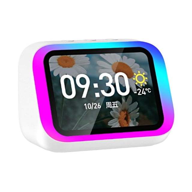 Bluetooth 5.4 Smart Speaker with Alarm Clock, HD LED Display, AI Voice Assistant, Custom Photo Album, RGB Lights