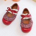 thumbnail image 5 of YunPes Girls Mary Jane Shoes Ruffle Gingham Lace Trim Flats Princess Shoes with Bowknot Ankle Strap Elegant Vintage Dress Shoes, 5 of 9