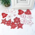 thumbnail image 4 of Colgante de madera para árbol de Navidad, adorno de estrella de copo de nieve, decoración roja para fiesta en casa, boda y Año Nuevo, 12 piezas, 4 of 4