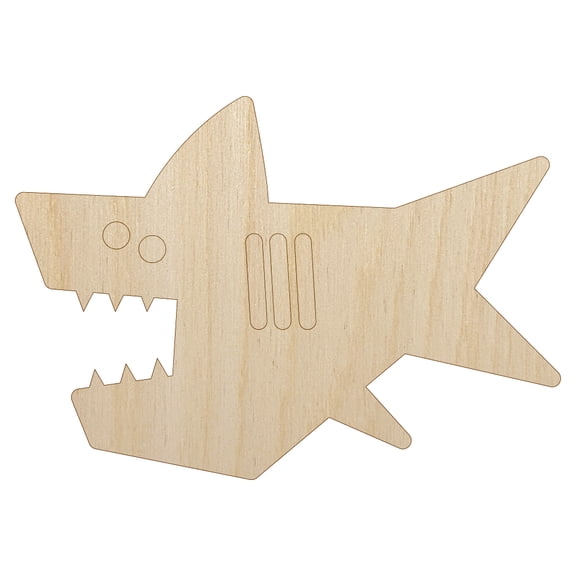Shark Doodle Wood Shape Unfinished Piece Cutout Craft DIY Projects - 4.70 Inch Size - 1/4 Inch Thick