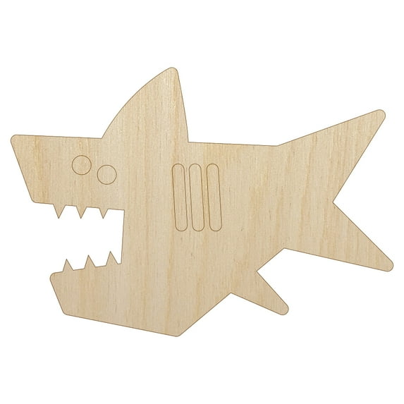 Shark Doodle Wood Shape Unfinished Piece Cutout Craft DIY Projects - 4.70 Inch Size - 1/4 Inch Thick