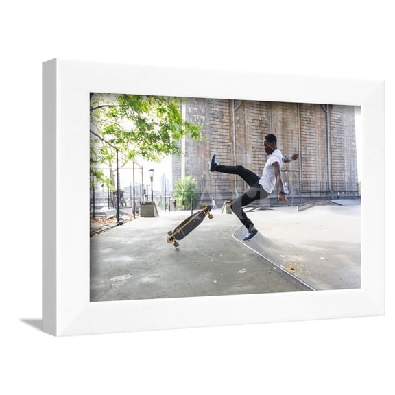 African American Boy Skating at Park and falling Down, Framed Art Print Wall Art by William Perugini Sold by Art.Com