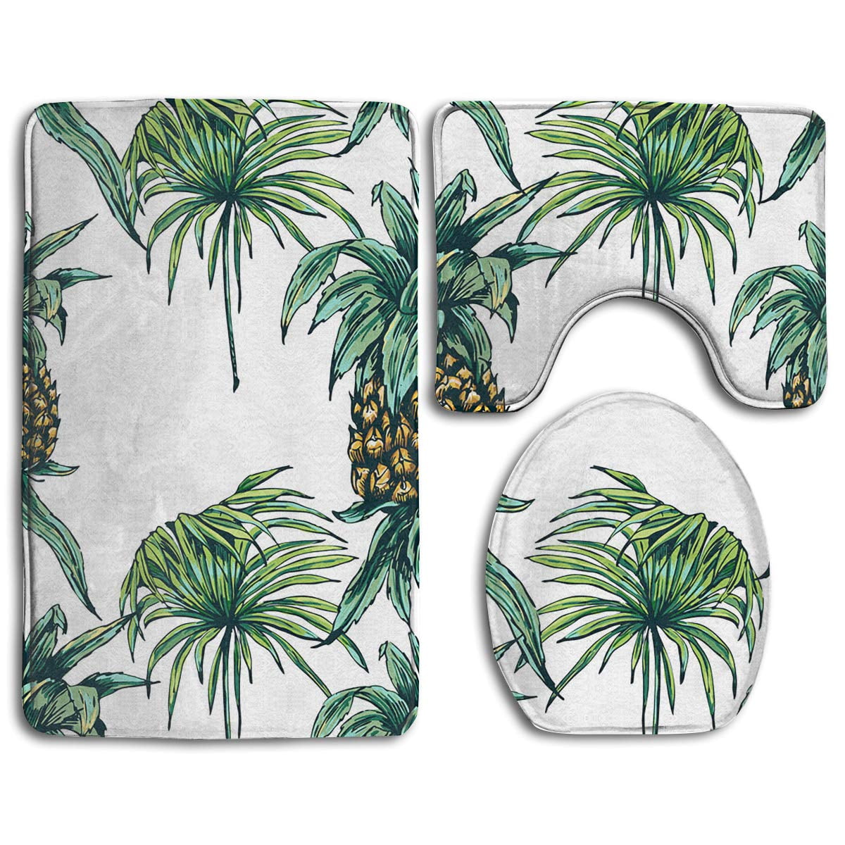 GOHAO Pineapple Seamless 3 Piece Bathroom Rugs Set Bath ...