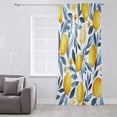 thumbnail image 3 of Yellow Lemon Semi Sheer Curtains Drapes for Living Room, Bedroom, French Doors Window 108 Inches Long, Blue Flower Leaves Spring Summer Plant Rod Pocket Chiffon Curtain Drapery Voile Draperies Panel, 3 of 6