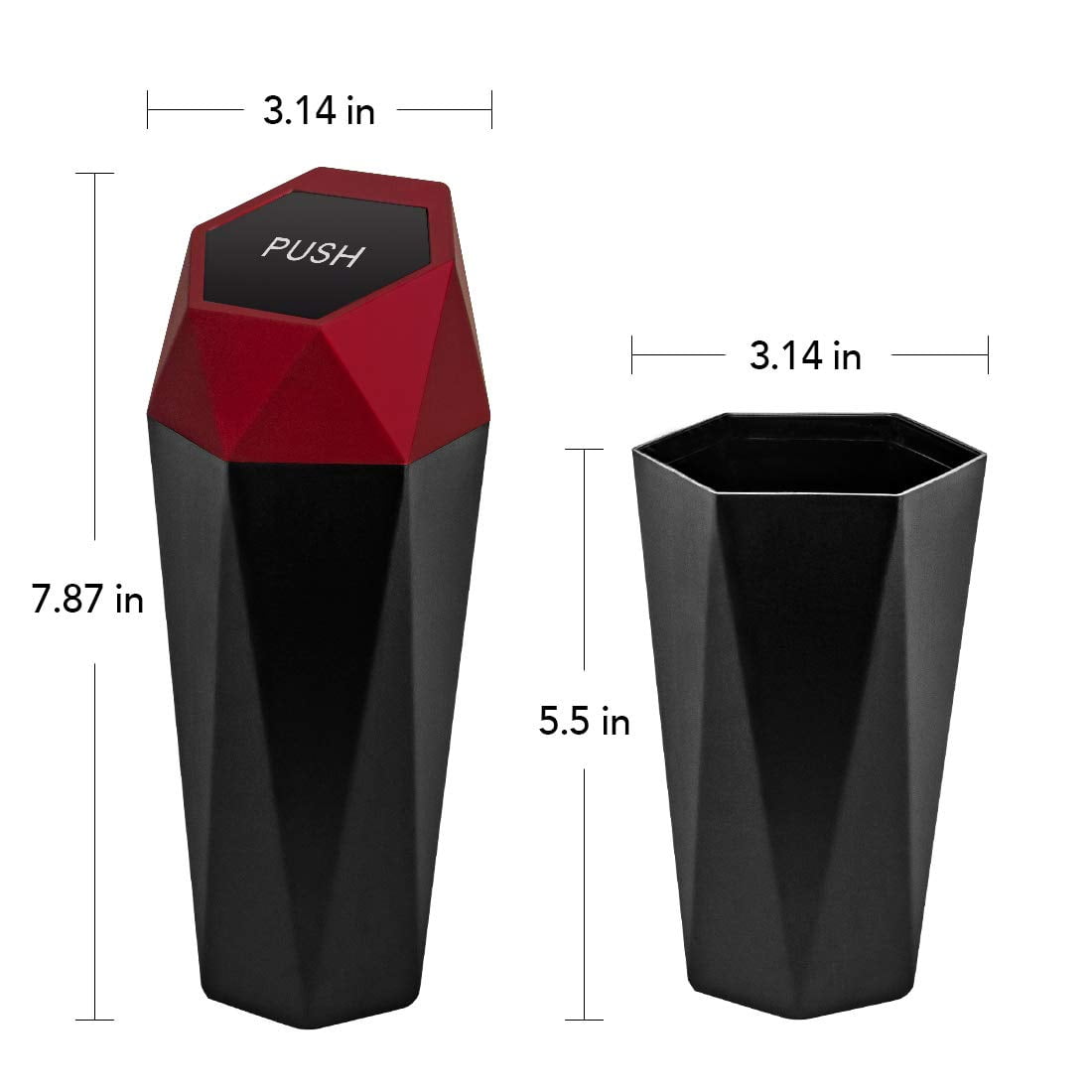 Yyeselk Car Trash Can with Lid, Diamond Design Small Automatic