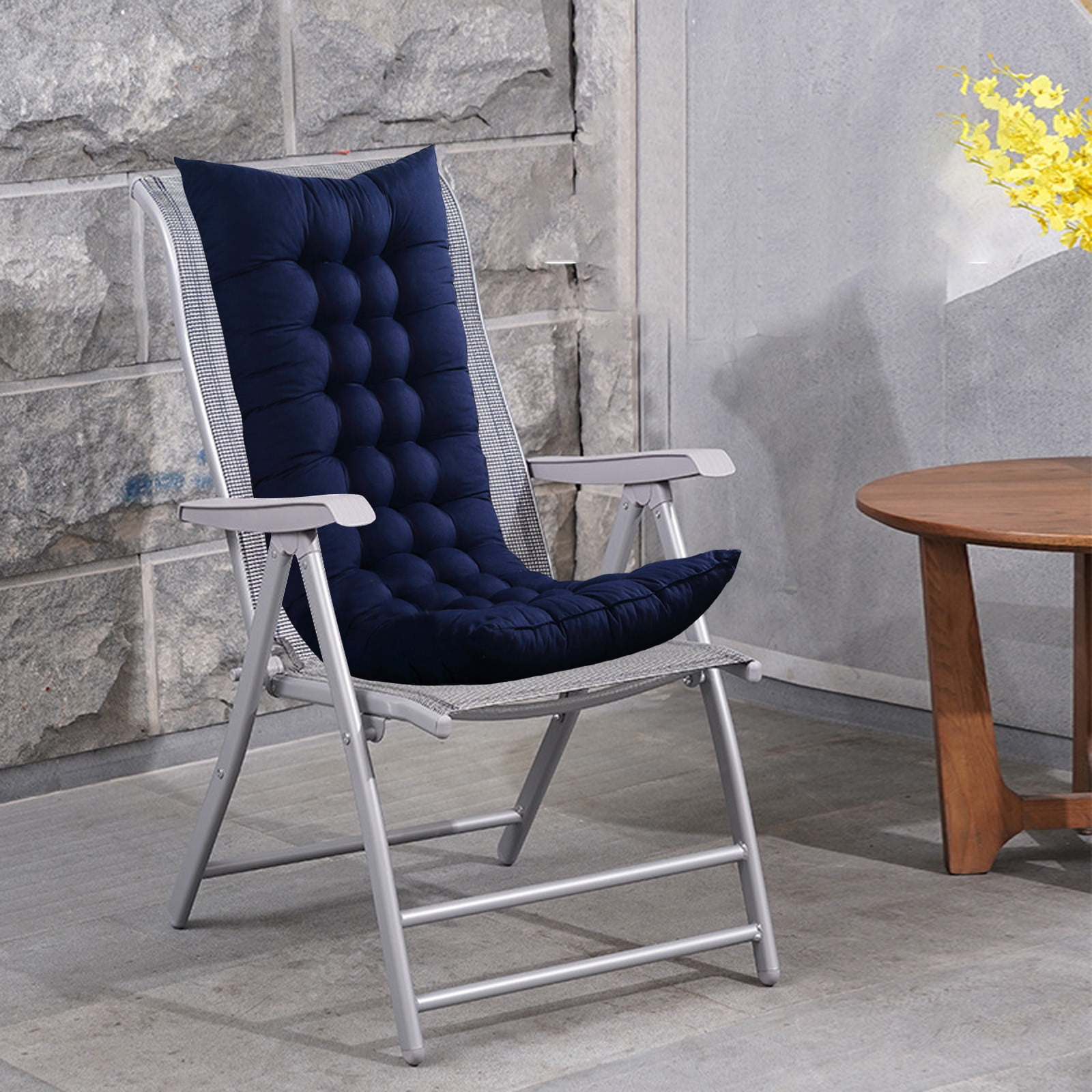 Outdoor Chair Cushions Rocking Chair Cushion Outdoor Garden Non-Slip High-Backed Patio Pads Washable(Blue)