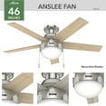 thumbnail image 6 of Hunter 46 inch Indoor Ceiling Fan with LED Light - Ceiling Fan with Pull Chain, For Bedroom, Living Room, or Kitchen, Low Profile Mount, No Remote, 5 Blades - Anslee 50278, Brushed Nickel, 6 of 14