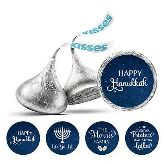 Darling Souvenir Candy Chocolate Labels Hanukkah Jewish Stickers Pack of 190 Pcs-Teal Blue & White
