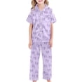 thumbnail image 2 of RTKFRFLM Loungewear For Girls Button Down Loungewear Set Casual Print Home Wear 3 Piece Set Oufits Loungewear Cute Outfit Oufits Loungewear,Size 4 Years-5 Years, 2 of 5
