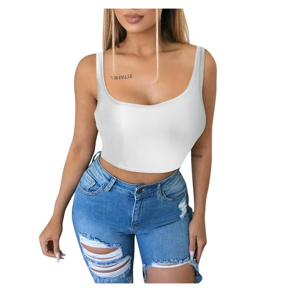Women's Fashion Sleeveless Casual Vest Short Tank Tops Fall Spaghetti Strap Tank Tops Summer Going Out Athletic Halter Crop Tunic Tops Gym Trendy Workout Cropped Tops Wedding Guest Dresses