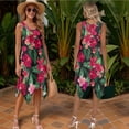 thumbnail image 6 of Psesaysky Hawaii Red Hibiscus Palm Midi Dress for Women Summer Aloha Shirts for Men Husband and Wife Matching Clothes Couple Party Outfits Sets Flared Tunic Dress Mens T Shirt for Beach, 6 of 7