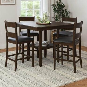 DHP Jerrie 5-Piece Counter Height Dining Table and Chairs Set, Espresso