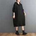 thumbnail image 5 of Vestido Irfora Vestido sólido suelto para mujer Sudaderas con capucha con cordón cálido Jersey informal con capucha de manga larga con bolsillos Irfora Vestido, 5 of 5