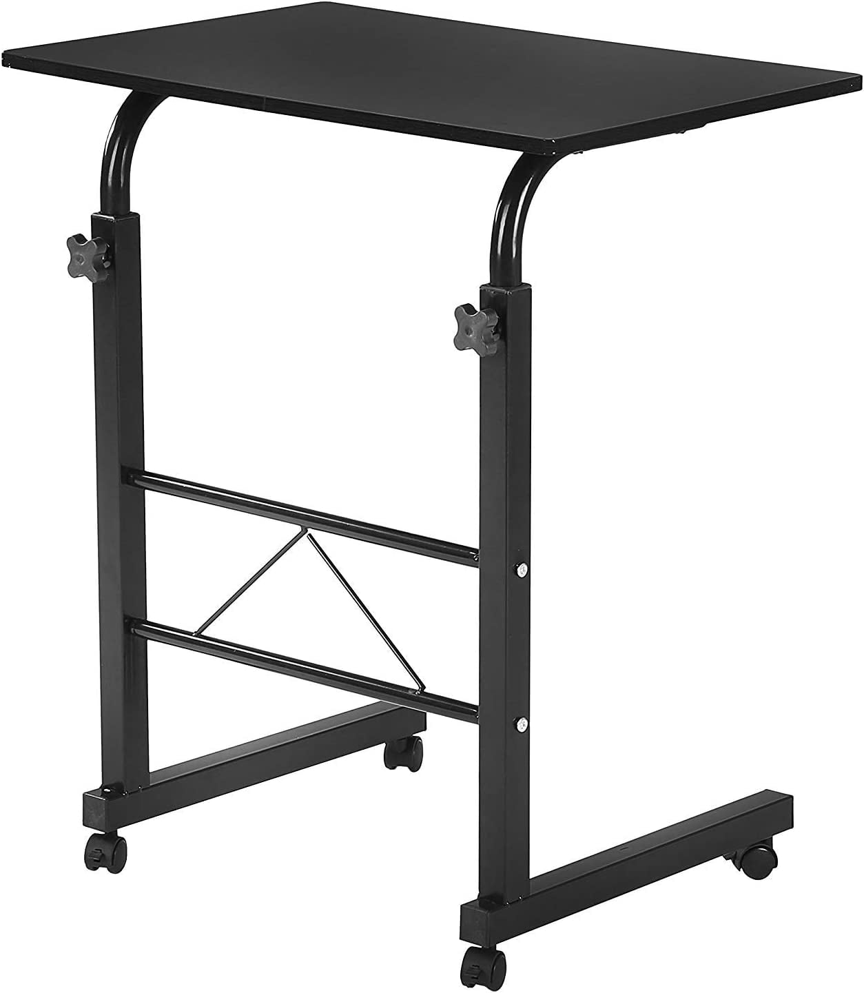 FCH Computer Workstation, Standing Desk Adjustable Height, Small Computer Desk w/Rolling, Sit Stand Laptop Desk TV Tray Computer Workstation for Bed Sofa Hospital Reading Eating, 23.6", Black