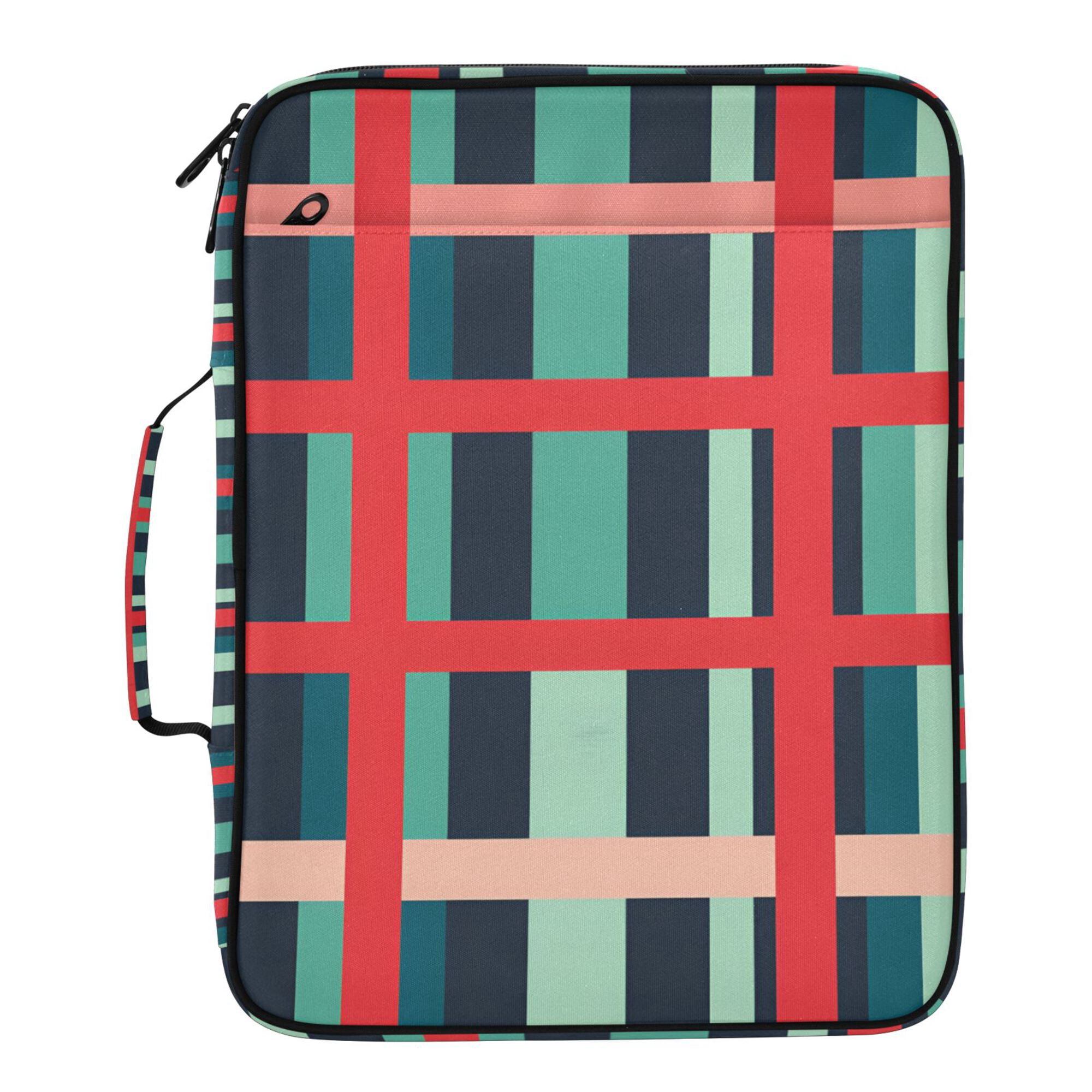 FORMRS Accordion File Folder A4 Size 7-Pocket Expanding Document Organizer Bag with 3 Ring Binder, Green Plaid
