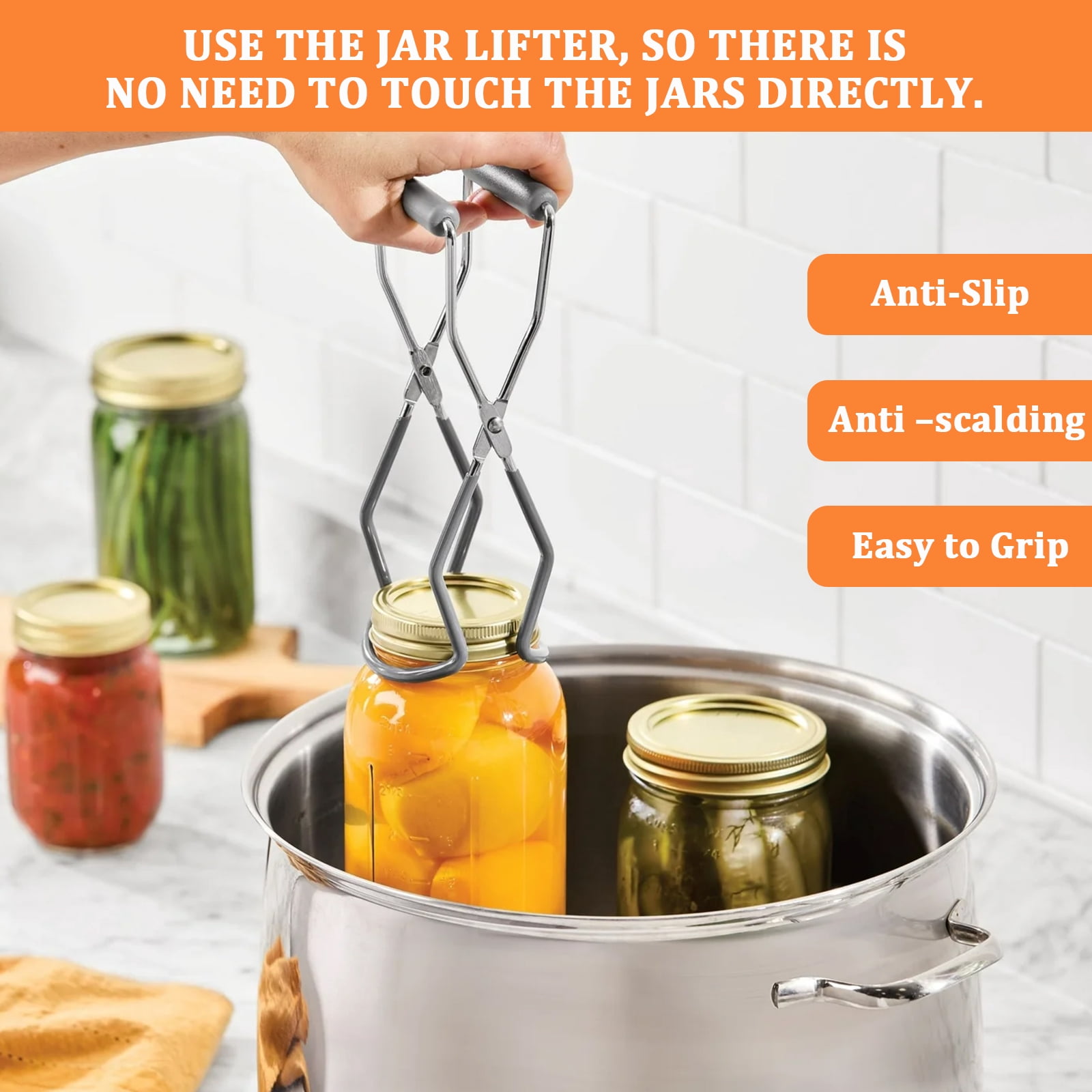 Mainstays Stainless Steel Canning Jar Lifter Tongs with Secure Grip Handles