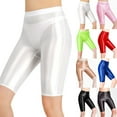 thumbnail image 4 of CENL Women Sexy Sheer Shiny Glossy Wet Soft Stretchy Oil Leggings Yoga Shorts Pants, 4 of 9