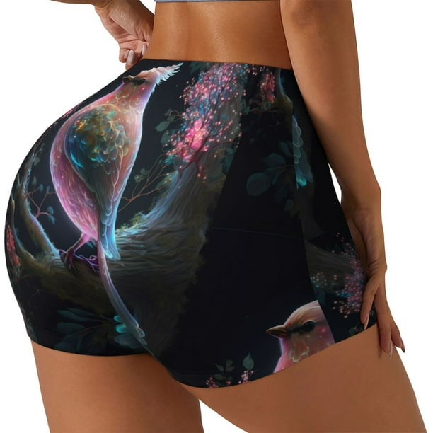 Fotbe Bird 3 Shorts Sin Costuras – Shorts Deportivos de Cintura Alta para Mujer, Elásticos para Gimnasio, Yoga, Running o Ciclismo-Large