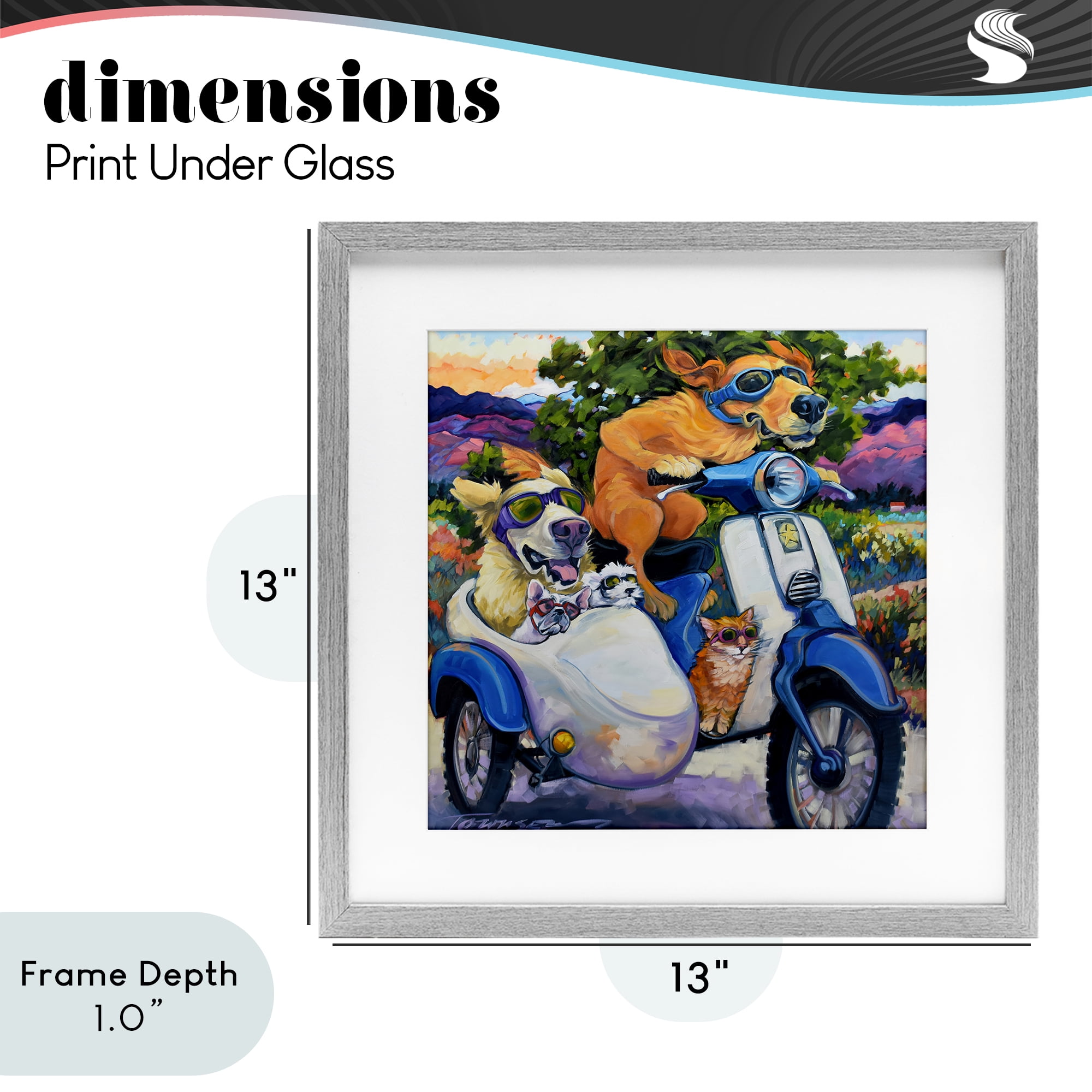 Stupell Industries All Doggled Up Sidecar Gray Framed Print Under Glass, design by CR Townsend