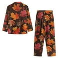 thumbnail image 6 of Garronmavis Maple Leaves Womens Pajamas Sets Loungewear Cozy Notch Collar Top and Pants Sleep Set Classic Button Down Pjs Soft Casual Lounge Sets, 6 of 7