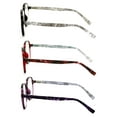 thumbnail image 3 of 3 Pairs Women Lightweight Hexagon Wide Oversized Reading Glasses - Clear Reader Marble Temple Spring Hinge 7021 +1.00, 3 of 3
