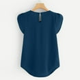 thumbnail image 3 of Pejock Women's Casual Round Neck Basic Pleated Top Cap Sleeve Curved Keyhole Back Blouse Navy 3XL (US Size:14), 3 of 5